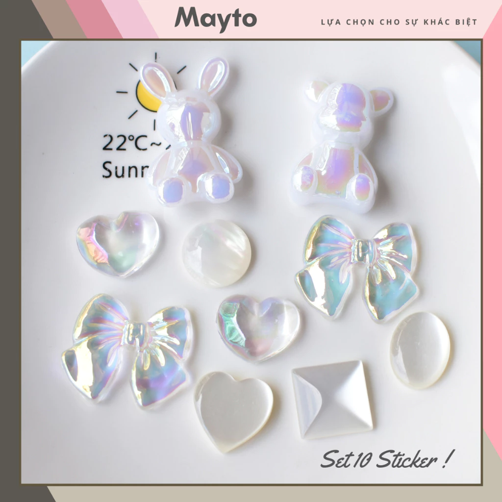 Set 10 Sticker, Charm 3D chủ đề gấu thỏ trong Mayto gắn Dép Sục, Cá Sấu JB-190
