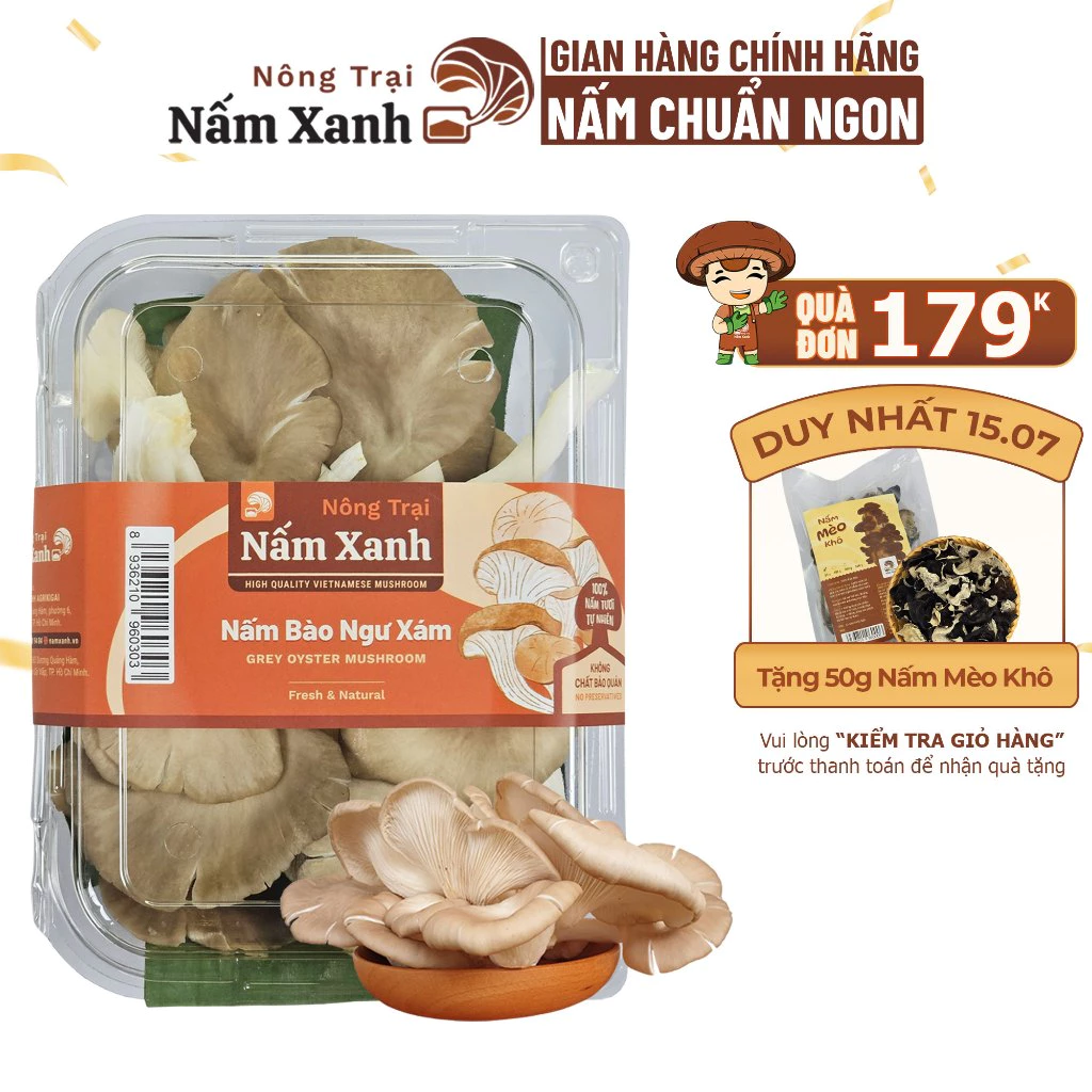 [HCM] Nấm Bào Ngư Xám Tươi 500gr 1kg Ngon Từ Nông Trại - Nấm Xanh