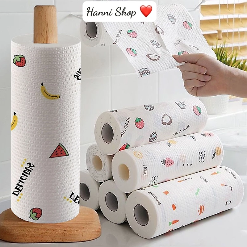 Giấy lau đa năng khăn giấy lau bếp bằng vải 40 Tờ 1 Cuộn Có Thể Giặt Được