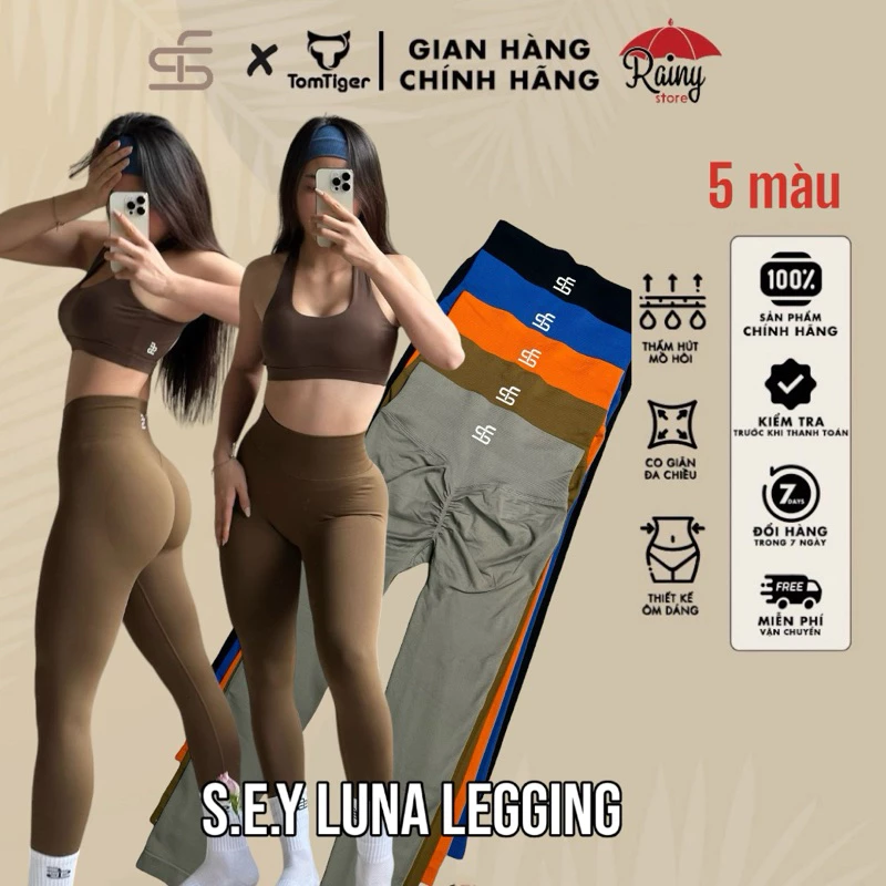 [ CHÍNH HÃNG S/M/L ] SEY LUNA Quần Dài LƯNG CAO DỆT KIM Tập Gym, Yoga Chun Mông V Cao Cấp - RAINY STORE