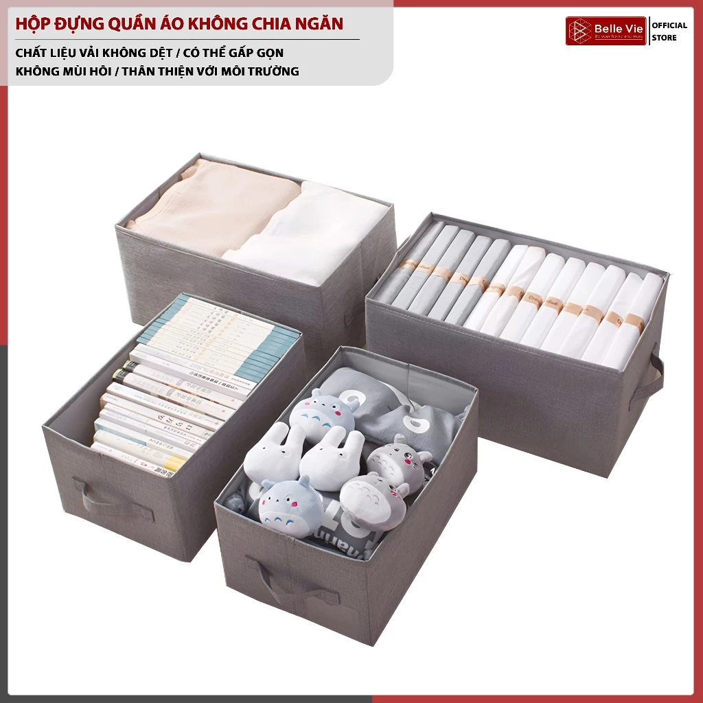 Hộp Vải Đựng Quần Áo BELLVIE Hộp Đựng Đồ Đa Năng Không Có Nắp Tiện Lợi Gấp Gọn Dễ Dàng HVKN