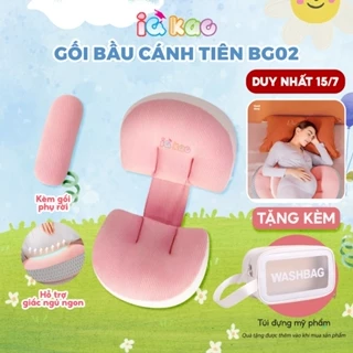 Gối bầu cánh tiên cao cấp IQKAO giảm đau lưng, cải thiện giấc ngủ, nâng đỡ bảo vệ bà bầu màu xanh và hồng BG02