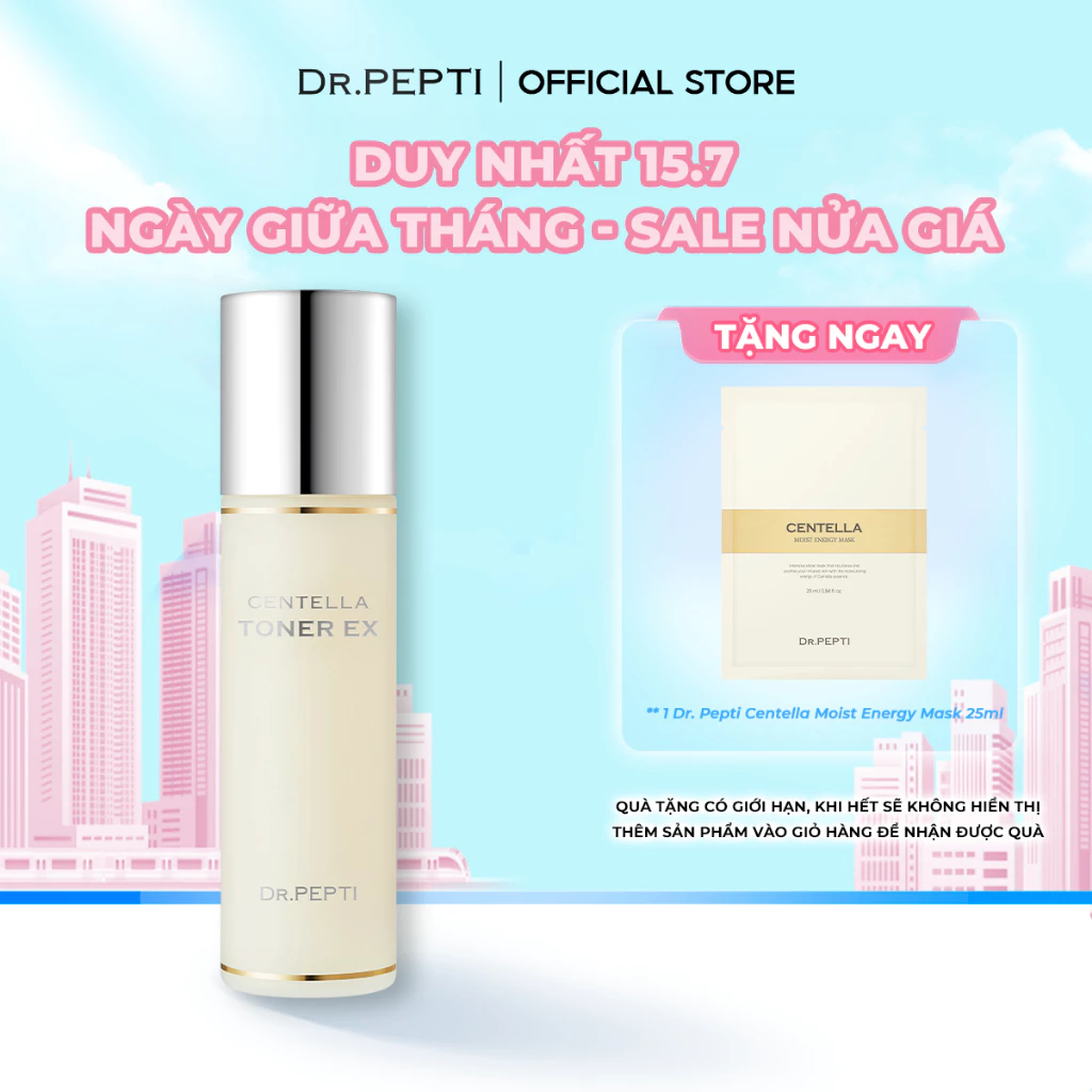 [MẪU MỚI] Nước Hoa Hồng Dưỡng Da Căng Bóng Dr.Pepti Centella Toner Ex 180ml