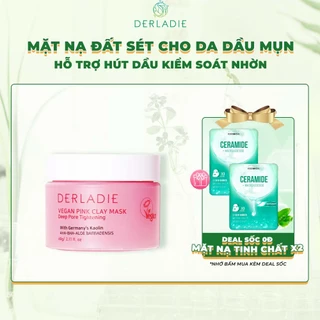 Mặt Nạ Đất Sét Hút Dầu Kiểm Soát Nhờn 12H Derladie Vegan Pink Clay Mask Deep Pore Tightening 60g