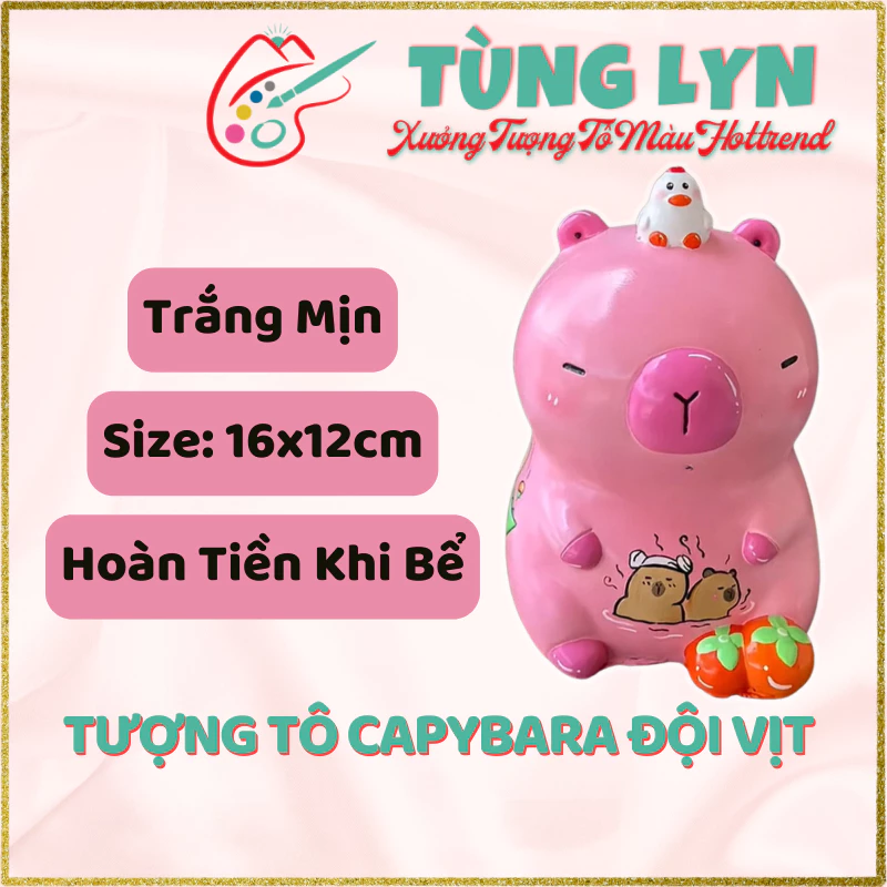 Tượng Tô Màu, Tô Tượng Capybara Vịt, Size: 16cm [CHƯA KÈM MÀU] - Tượng Thạch Cao Trắng Decor