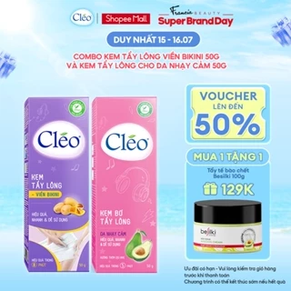 Bộ kem tẩy lông Cleo 50g cho viền bikini và kem tẩy lông nách Cleo 50g cho da nhạy cảm