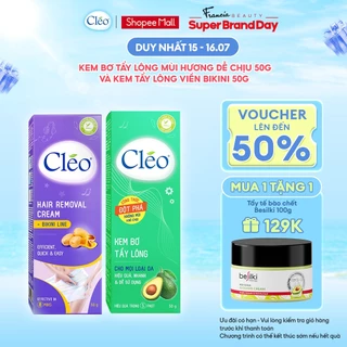 Kem Bơ Tẩy Lông Nách Cléo 50g Hương Thơm Dễ Chịu và Kem Tẩy Lông Viền Bikini Cléo 50g cho Mọi Loại Da Kể Cả Da Nhạy Cảm