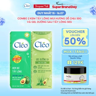 Kem Bơ Tẩy Lông Cléo 50g Hương Thơm Dễ Chịu cho Mọi Loại Da kể cả Da Nhạy Cảm và Gel Dưỡng Da Sau Tẩy Lông Cleo 50g