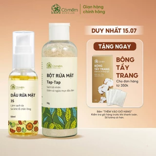 Combo Rửa Mặt Taptap Giảm Mụn Ẩn - Gồm Dầu Tẩy Trang Và Bột Rửa Mặt Cỏ mềm