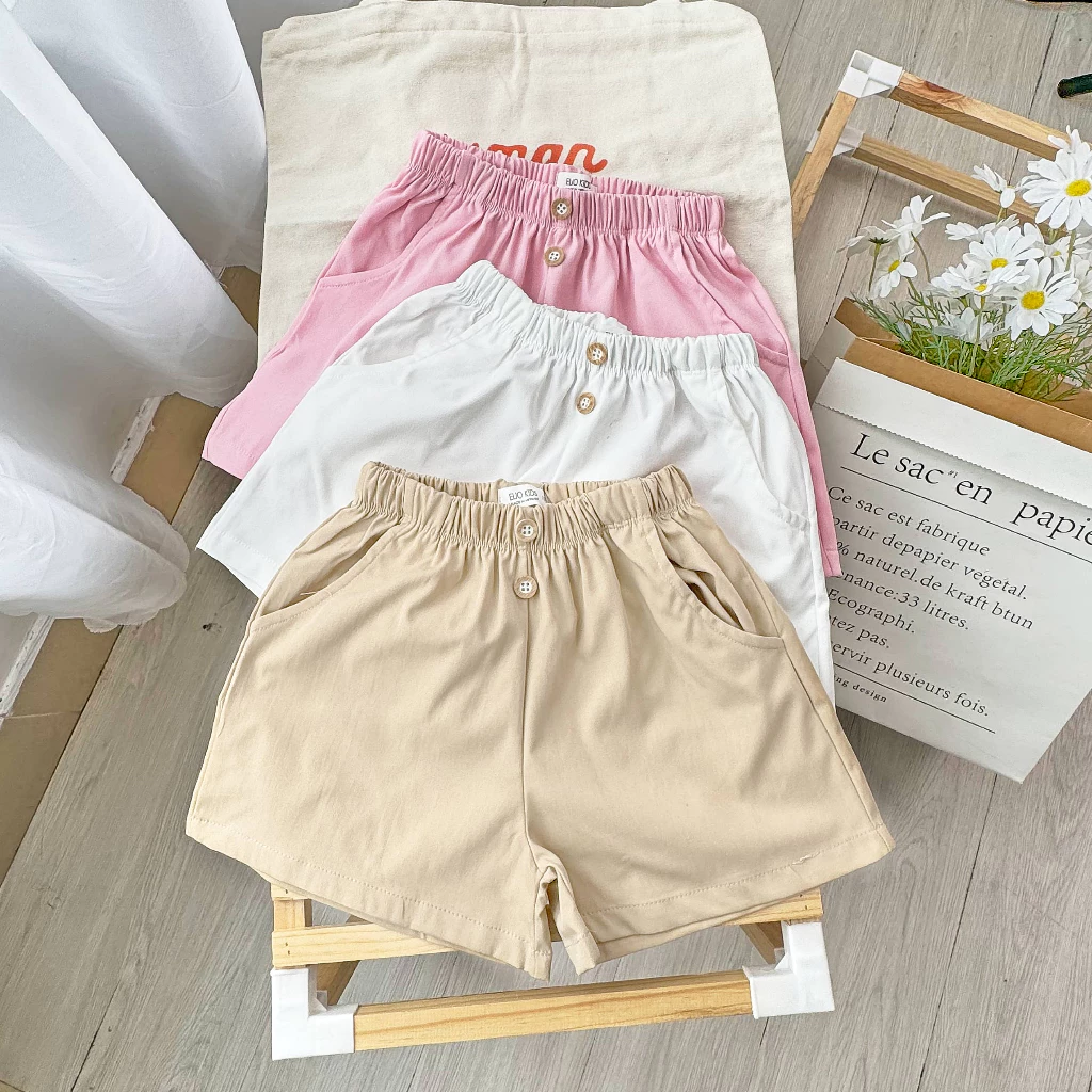 Quần đùi bé gái, quần short bé gái kaki mềm mịn cho bé 10kg đến 32kg. QK29