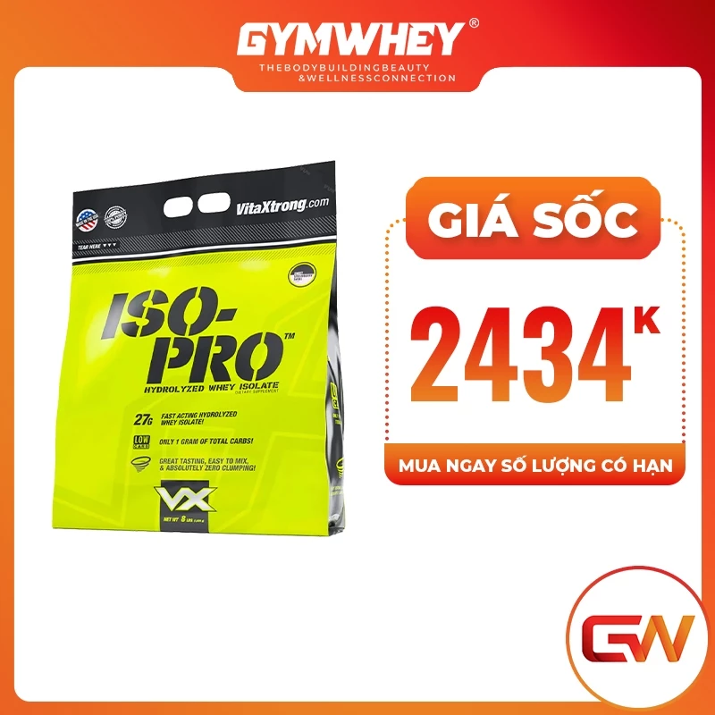 Vitaxtrong Iso Pro 8Lbs 3.6 Kg Sữa Dinh Dưỡng Tăng Cơ Nhanh 100% Hydrolyzed Whey Isolate