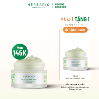 Mặt nạ Rau Má & Diếp Cá giảm dầu, mụn Herbario 30ml thuần chay