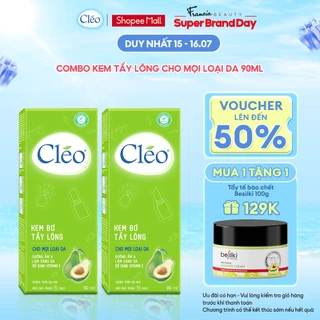 COMBO 2 CHAI LOTION TẨY LÔNG CLEO 90ml/ CHAI CHO MỌI LOẠI DA TẨY LÔNG TOÀN THÂN TAY, CHÂN, NGỰC, BODY AN TOÀN, HIỆU QUẢ