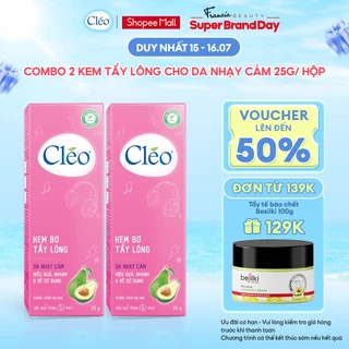 Combo 02 hộp Kem Tẩy Lông Cho Da Nhạy Cảm Cleo Avocado Hair Removal Cream Sensitive Skin 25g/ hộp