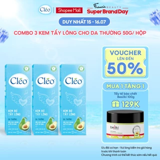 Combo 3 hộp Kem tẩy lông cho da thường Cléo Avocado Hair Removal Cream Normal Skin 50g/ hộp chiết xuất bơ