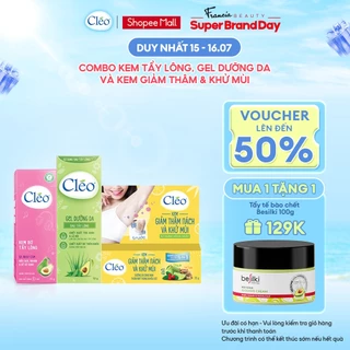 Bộ Tẩy lông nách chuyên sâu Cleo gồm kem tẩy lông da nhạy cảm 25g, gel dưỡng da 50g và kem giảm thâm nách khử mùi 35g