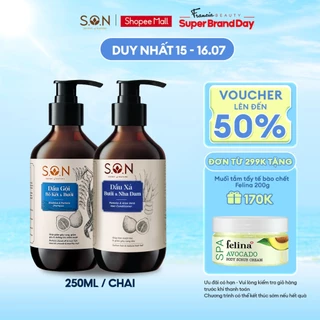 BỘ DẦU GỘI & XẢ BỒ KẾT & BƯỞI & NHA ĐAM S.O.N  250ML GIẢM GÃY RỤNG, KÍCH THÍCH MỌC TÓC