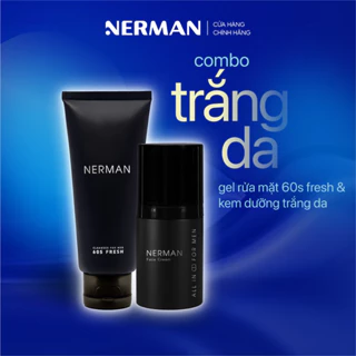 Combo trắng da cho nam Nerman Perfect Whitening - Gel rửa mặt 60s Fresh 100ml & Kem dưỡng trắng, giảm thâm, mờ sẹo 50g