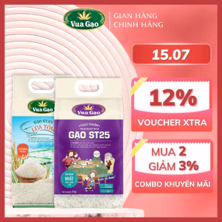 Combo Gạo ST25 và ST25 Lúa Tôm - Chính Hãng Vua Gạo - Túi 5kg (Cam kết date mới)