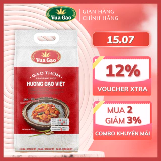 Gạo Thơm Hương Gạo Việt – Vua Gạo – Cơm Dẻo Vừa, Vị Ngọt Hậu - Túi 5kg