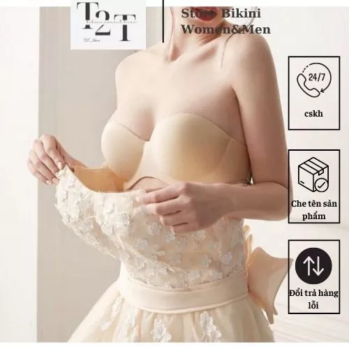 Áo Ngực Su Chống Tuột Cúp Ngực Đệm Mút Dày 3cm Không Dây Ko Tụt Có Dây Trong Để Mặc Hở Vai Hở Lưng