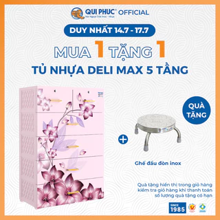 [Chính hãng Qui Phúc] Tủ nhựa 5 tầng DELI MAX, kích thước độc quyền ngang 90cm, 100% nhựa PP, ABS