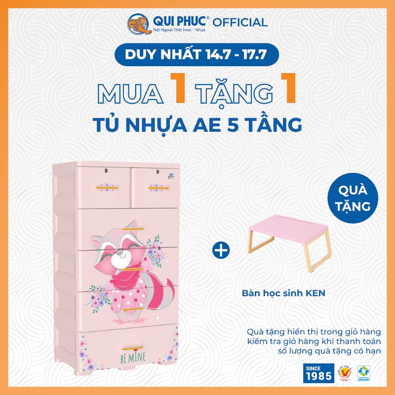 [Chính hãng Qui Phúc] Tủ nhựa 5 tầng AE, 100% nhựa PP và nhựa ABS chính phẩm, tiện nghi, chắc chắn