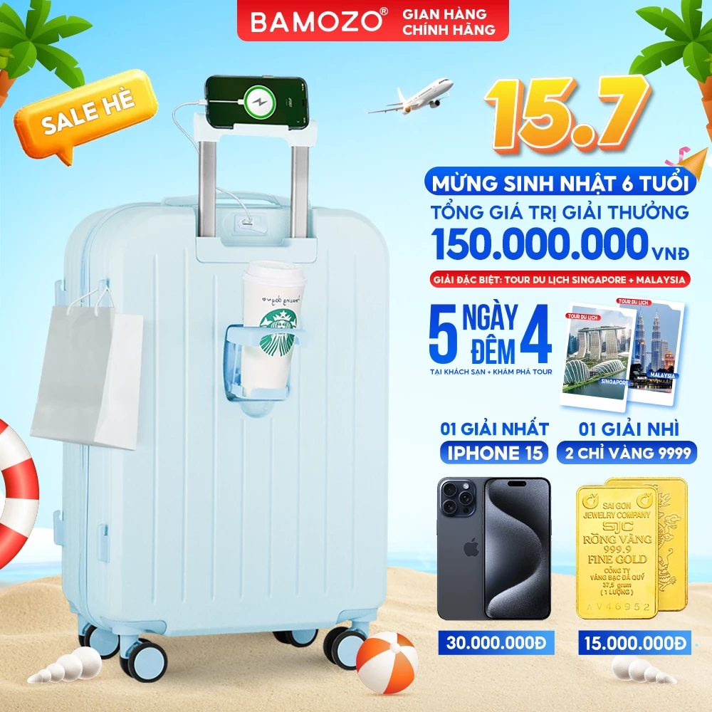 Vali Du Lịch Bamozo 8812 Thời Trang Size 20/24 Chất Liệu Nhựa ABS Bền Đẹp Bảo Hành 5 Năm Lỗi 1 Đổi 1