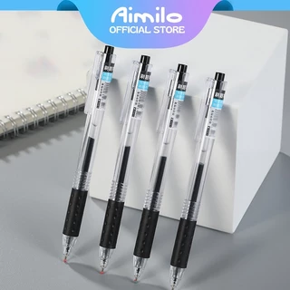 【Aimilo】Set 5 Bút bút bấm ngòi 0.5 thân trong suốt mực viết đều mực bút mực đen luyện viết tiếng trung