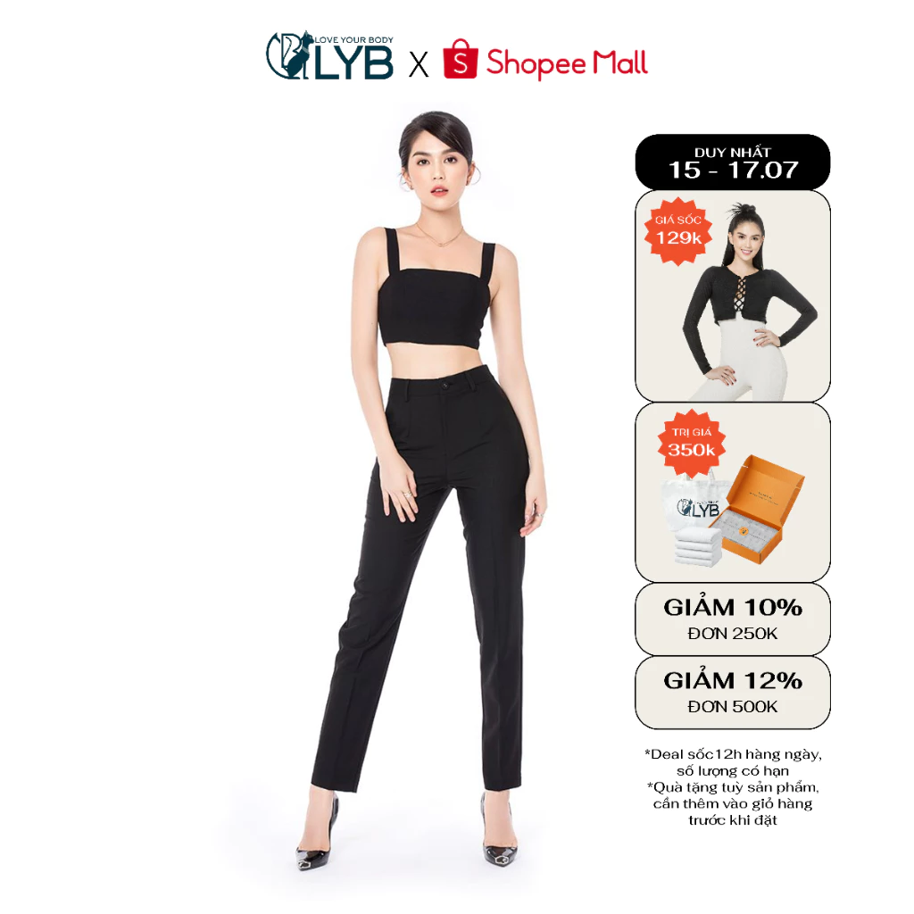 Quần công sở dài slim màu đen LYB thanh lịch