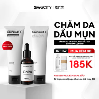 Bộ sản phẩm chăm da dầu mụn cho nam Men Stay Simplicity Acne Relief Skincare Trio giảm mụn an toàn