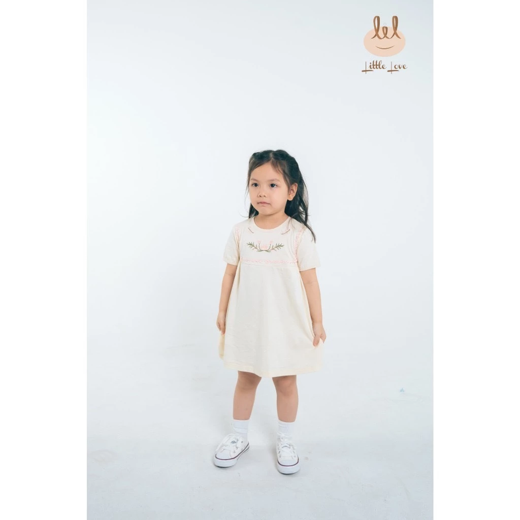 váy cộc tay litte love chất cotton cho bé 6m-4y (fỏm váy trên đầu gối, nếu muốn mặc dài vui lòng tăng size)