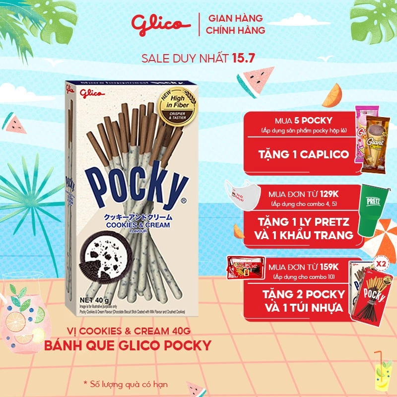 Bánh que Glico Pocky vị Cookies & Cream 40gr