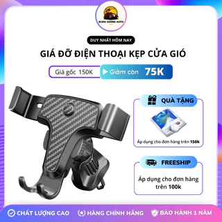 Giá đỡ điện thoại trên ô tô VuaAuto kẹp gắn cửa khe gió điều hoà xoay 360 độ vân cacbon tinh tế nhỏ gọn tiện lợi cho xe