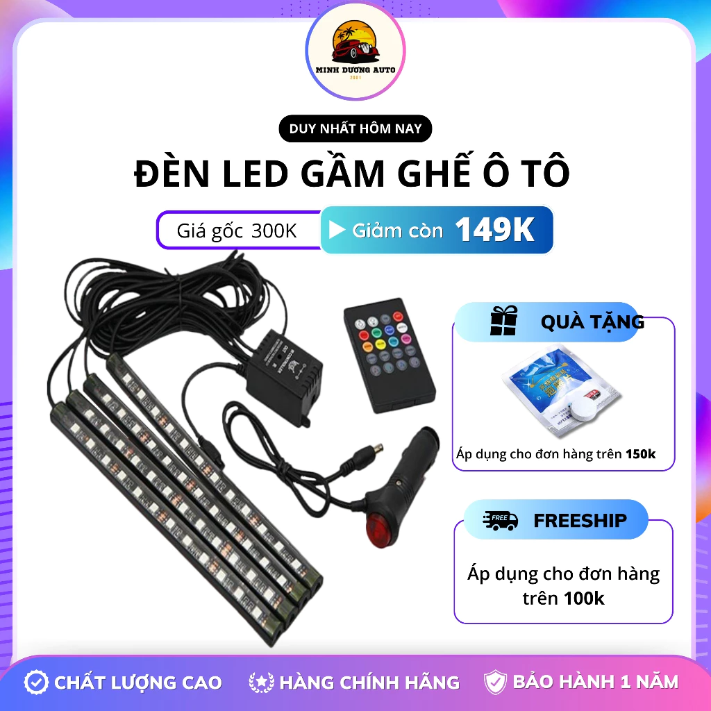 . Bộ 12 Led gắn gầm ghế ô tô⚡️FREESHIP⚡️ nháy theo điệu nhạc,có remote điều khiển từ xa .