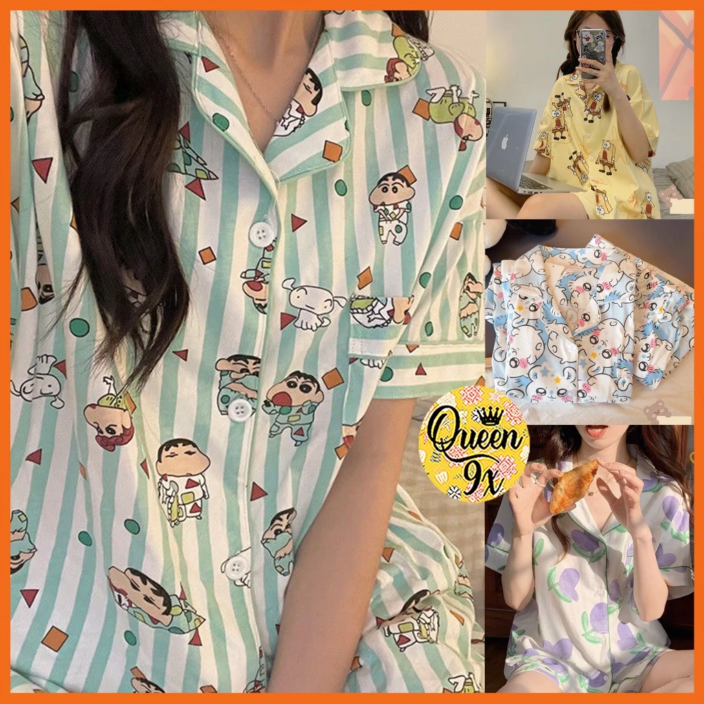Bộ Pijama, Đồ Bộ Mặc Ở Nhà Cho Nữ Dáng Cộc xinh xắn dễ thương Shin Green