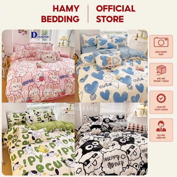 Bộ 1 ga + 2 vỏ gối nằm thú nhí nhố cute, được chọn mẫu ,đủ kích thước ga giường hamybedding