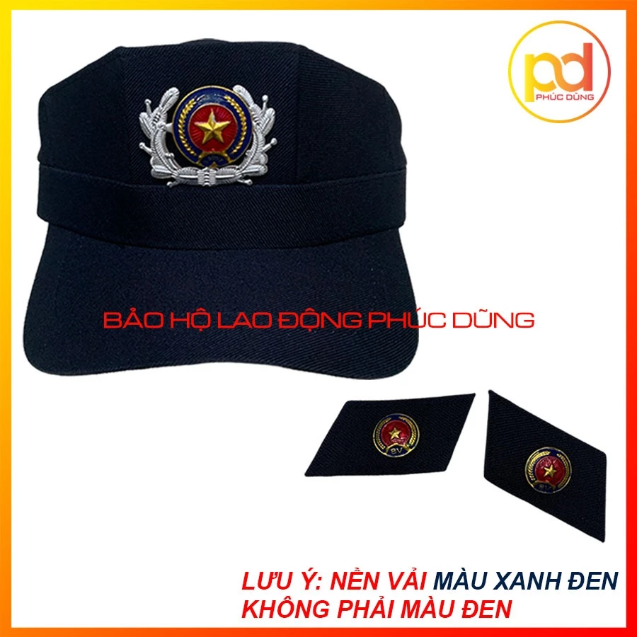 Combo Nón bảo vệ đi kèm sao nón và ve áo gắn đồng phục bảo vệ chuyên nghiệp giá rẻ, đúng quy định thông tư cũ