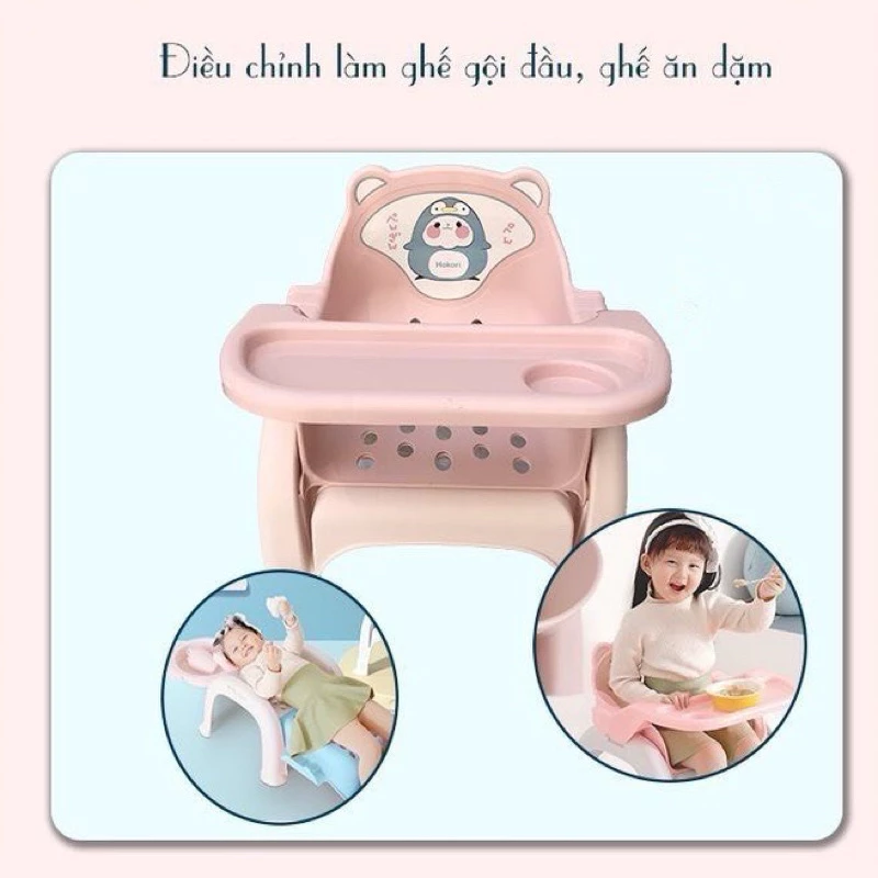 Ghế ăn dặm cho bé kiêm ghế gội đầu, ghế ngồi học bài tập tô tập viết tiện ích 3 trong 1 ( có hộp )