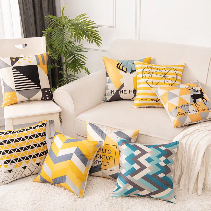 Gối tựa lưng , gối sofa vuông mẫu cây lá tropical đẹp 45x45cm (chỉ vỏ gối) - Kim Huê X42
