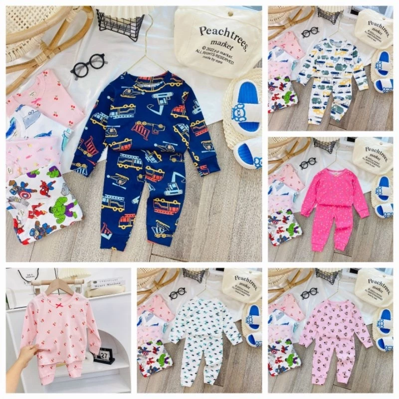 Bộ dài tay họa tiết cotton borip cho bé 8_18kg