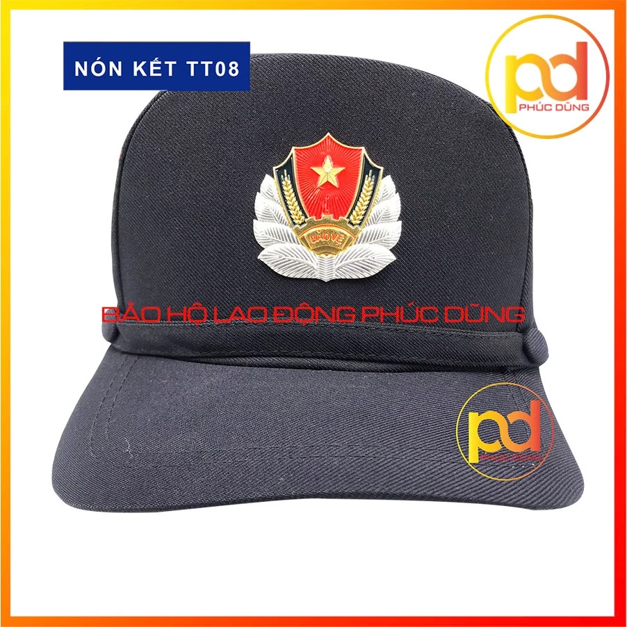 Nón kèm sao đồng phục bảo vệ theo thông tư 08 xanh đen lưỡi trai chuyên nghiệp sang trọng giá rẻ