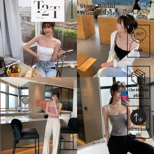 Áo 2 dây Ôm Body dáng Dài-Lửng Áo Ống 2 dây thời tráng dáng oombody có đệm mút