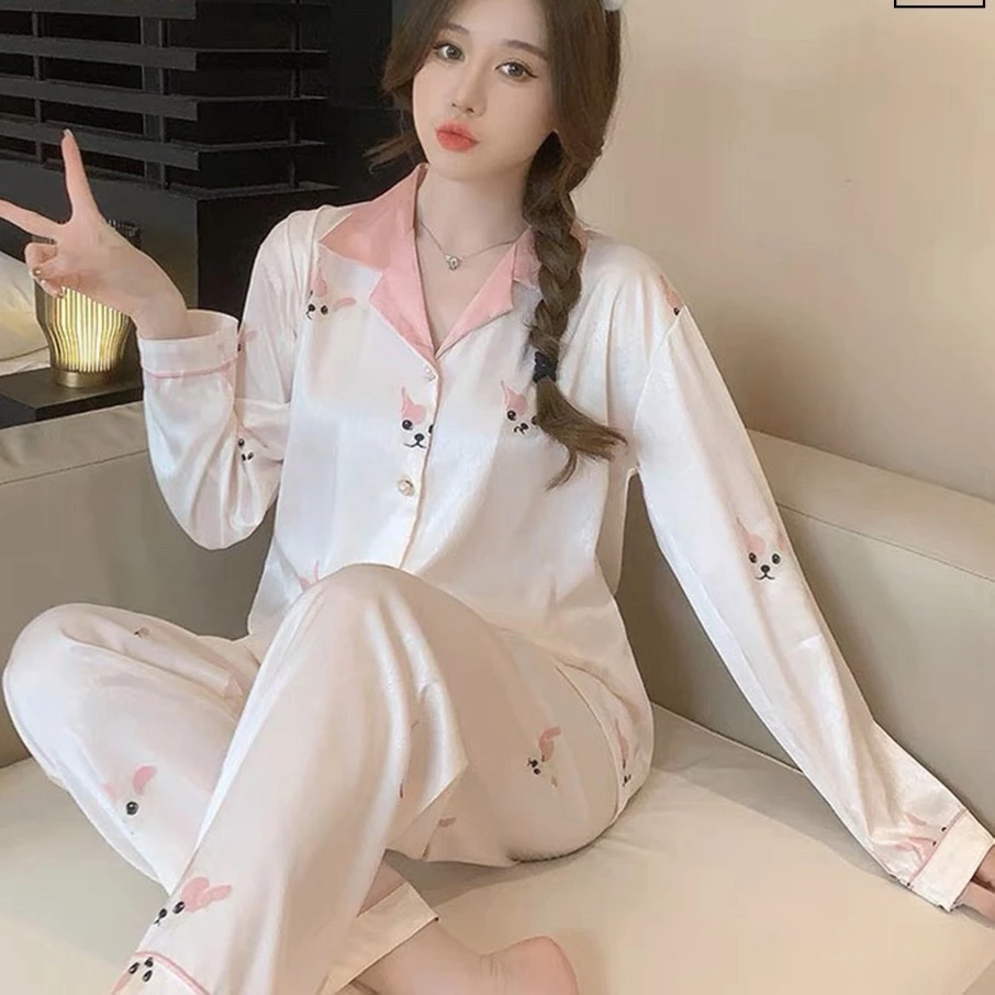 🌼 Set Pyjama Lụa Xước Cao Cấp | Đồ Ngủ Nữ Quần Dài Áo Dài Thời Trang