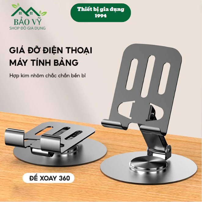Giá Đỡ Điện Thoại Máy Tính Bảng Xoay 360 Hợp Kim Nhôm, Kệ Điện Thoại Xem Phim Livestream - BV29