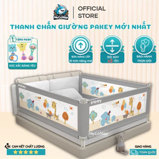 Thanh Chắn Giường Pakey NV2 Nâng Hạ Dạng Trượt Dễ Dàng ,Thanh Chắn Giường Có Khóa Xoáy 2 Chiều, Bọc Xốp An Toàn Cho Bé