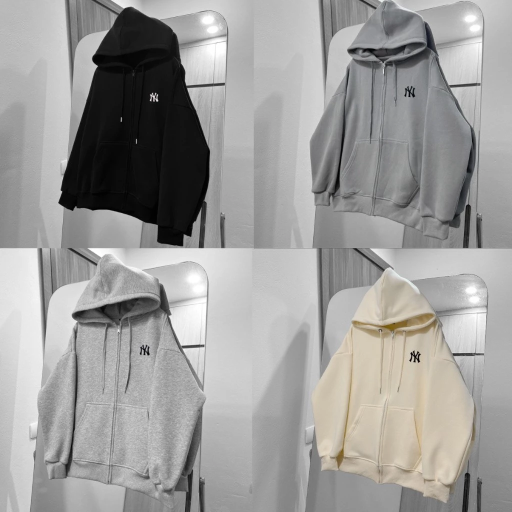 Áo hoodie zip LA khóa kéo nỉ bông siêu dày form rộng mũ 2 lớp ,áo khoác zip LA nam nữ