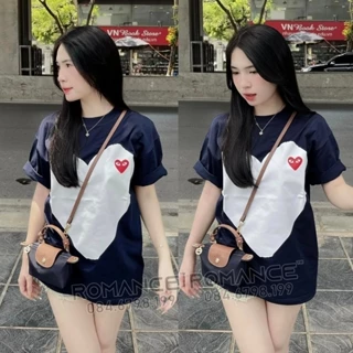 Áo Thun Trái Tim Dễ Thương Nam Nữ Basic ROMANCE Form Rộng Chất Vải Cotton 250gsm Cao Cấp Co Giãn Full Tag Mác