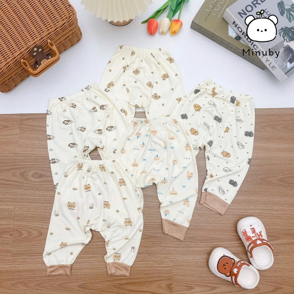 Quần Dài Sơ Sinh Thun Lạnh Quần Chục Đáp Đũng Đóng Bỉm Thoải Mái,mềm mát sơ sinh