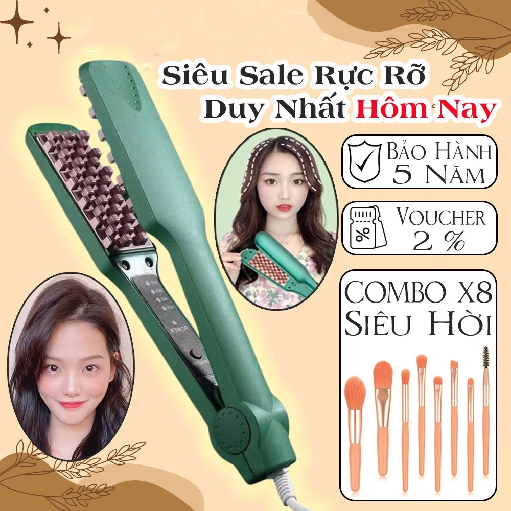 Máy dập xù bấm phồng chân tóc bảng vuông 4 mức chỉnh nhiệt